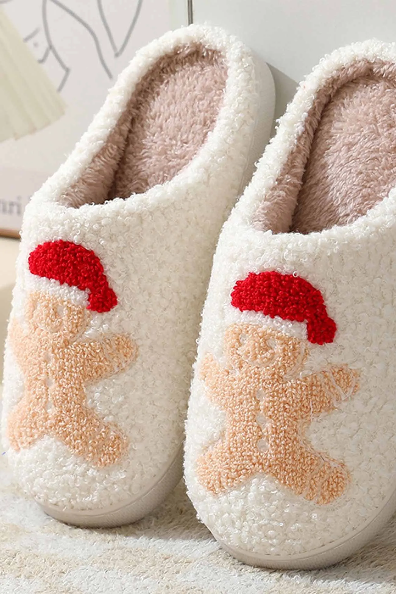 Amozae-Christmas Graphic Plush House Slippers