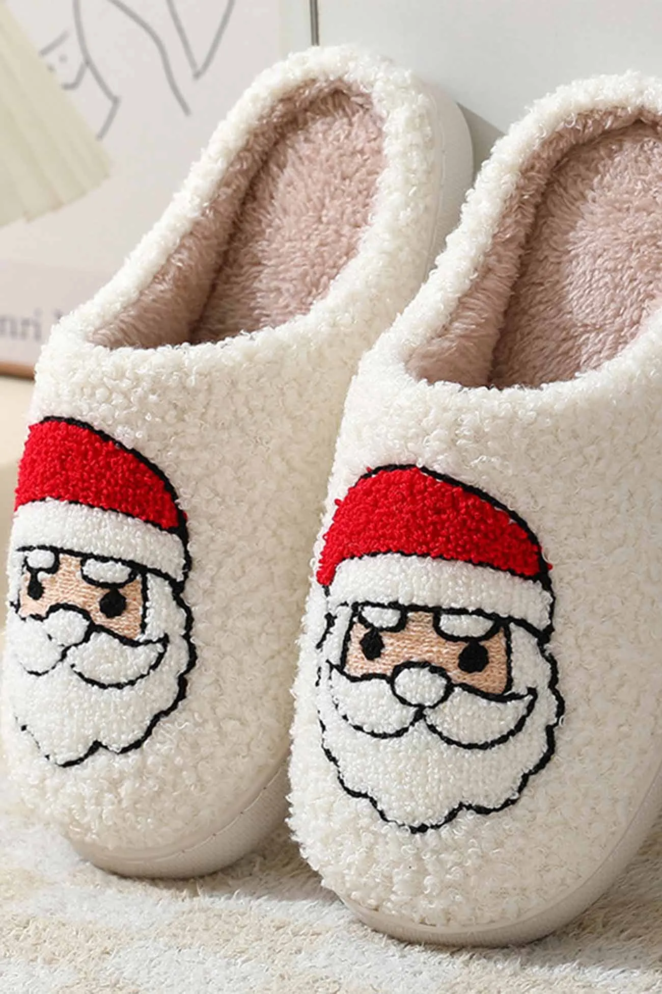 Amozae-Christmas Graphic Plush House Slippers