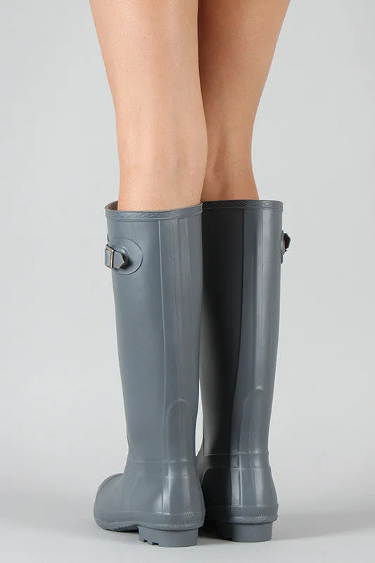 Bamboo Round Toe Knee High Rain Boot