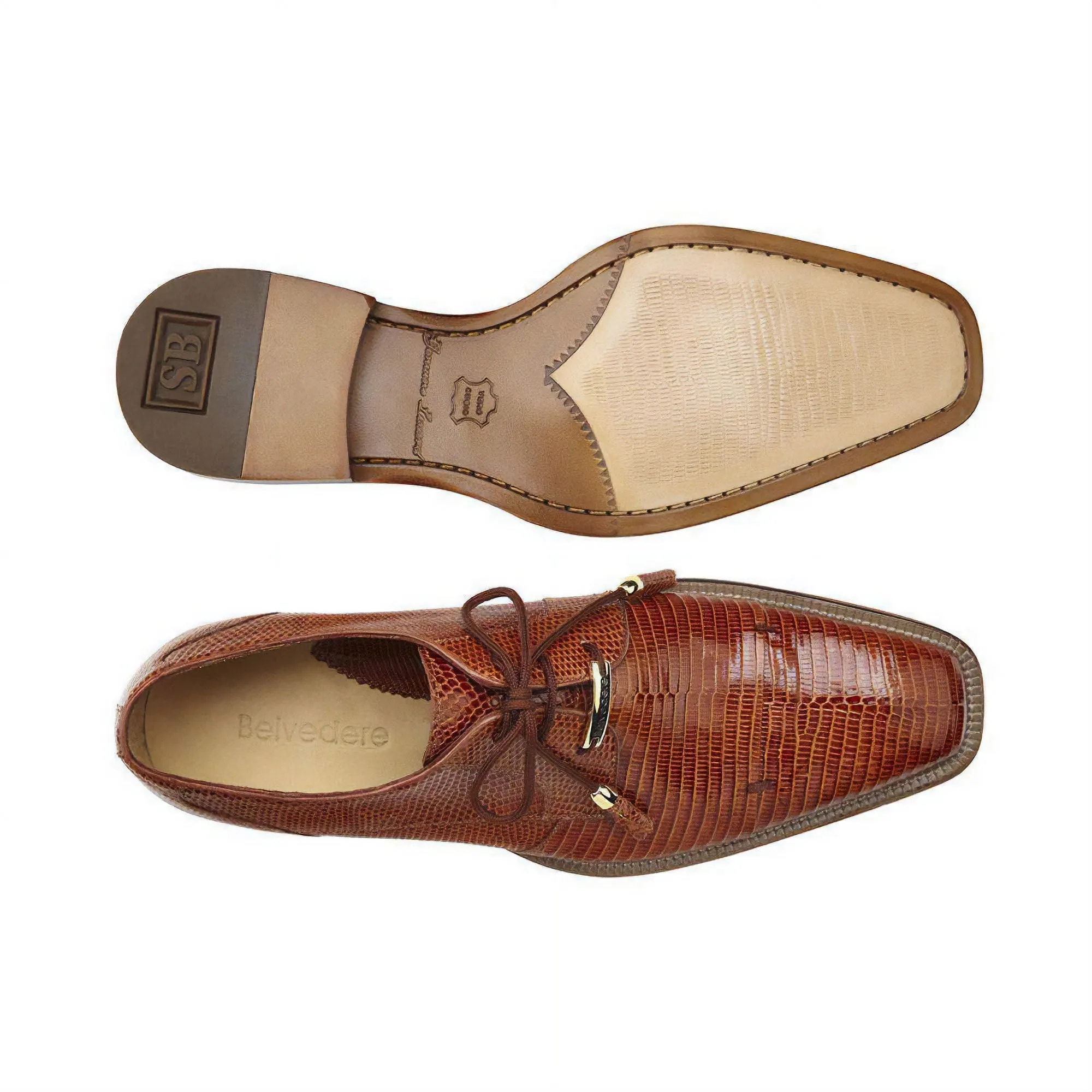 Belvedere Karmelo in Tan Genuine Lizard Oxfords