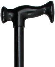 Black Orthopedic Handle Cane with Black Wooden Shaft