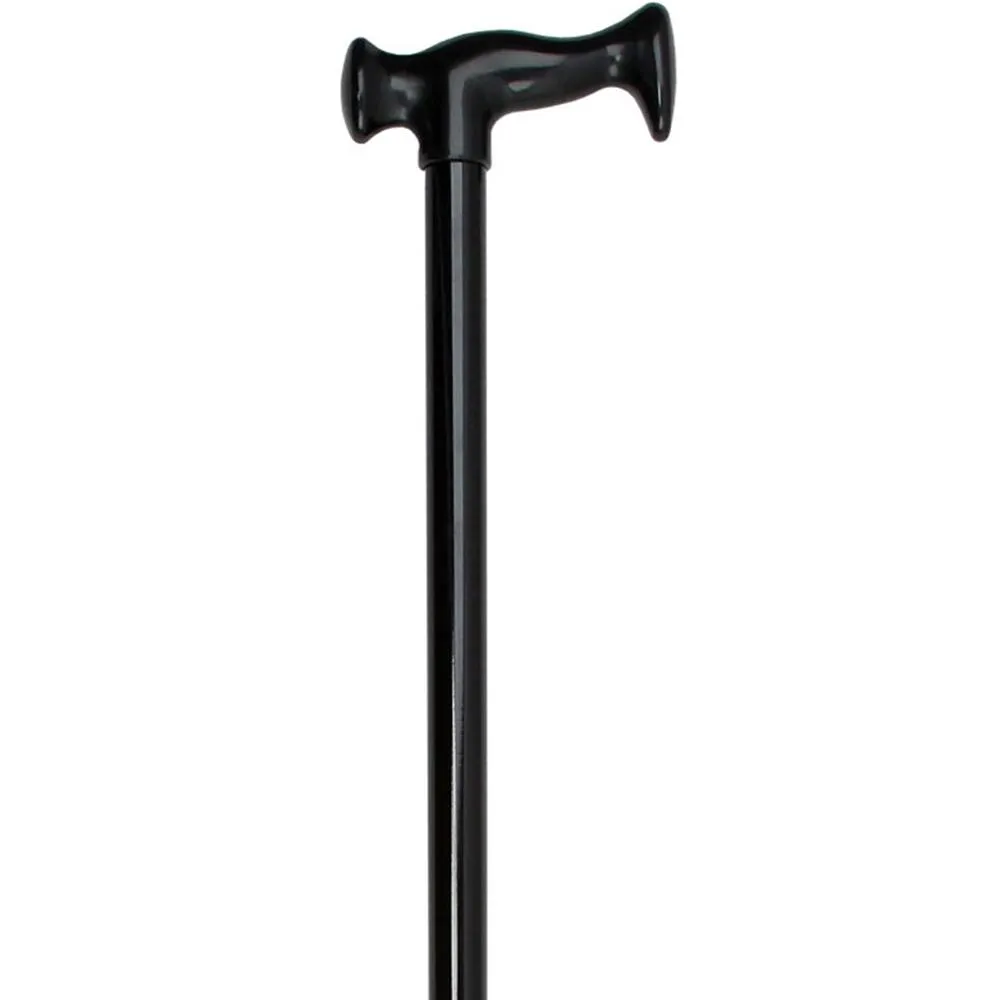 Black Orthopedic Handle Cane with Black Wooden Shaft