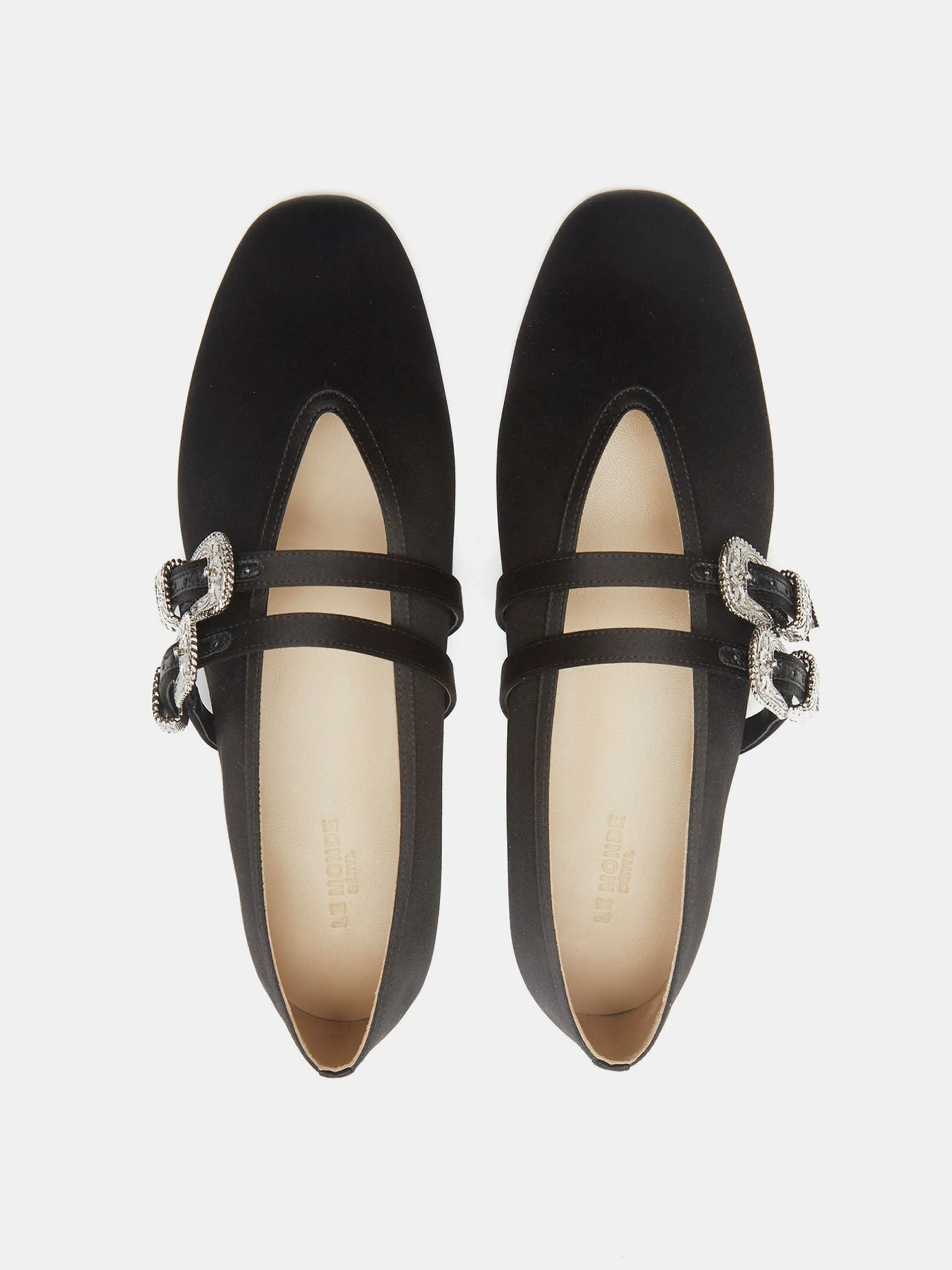 Black satin ballet Claudia slippers