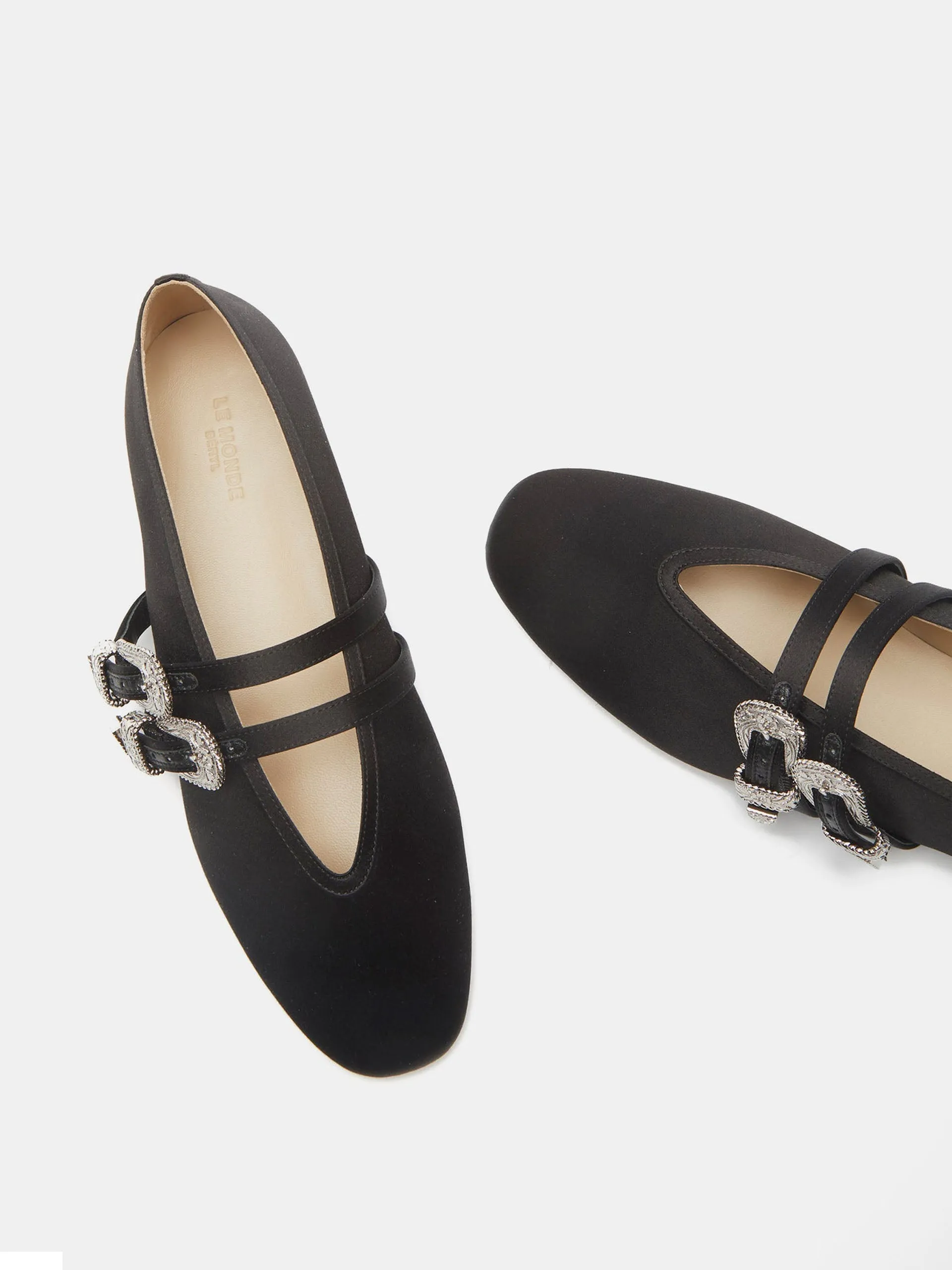 Black satin ballet Claudia slippers