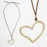 Brown Leather Suede Necklace with GOLD HEART PENDANT