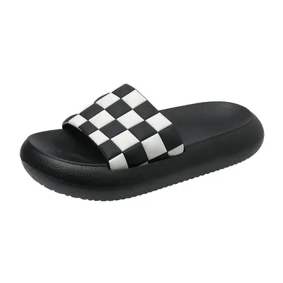 Checkered Aesthetic Rubber Thick Sole Slippers