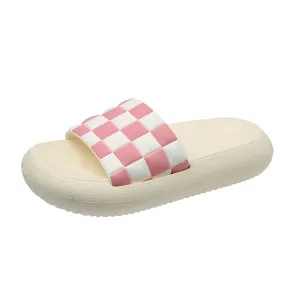 Checkered Aesthetic Rubber Thick Sole Slippers