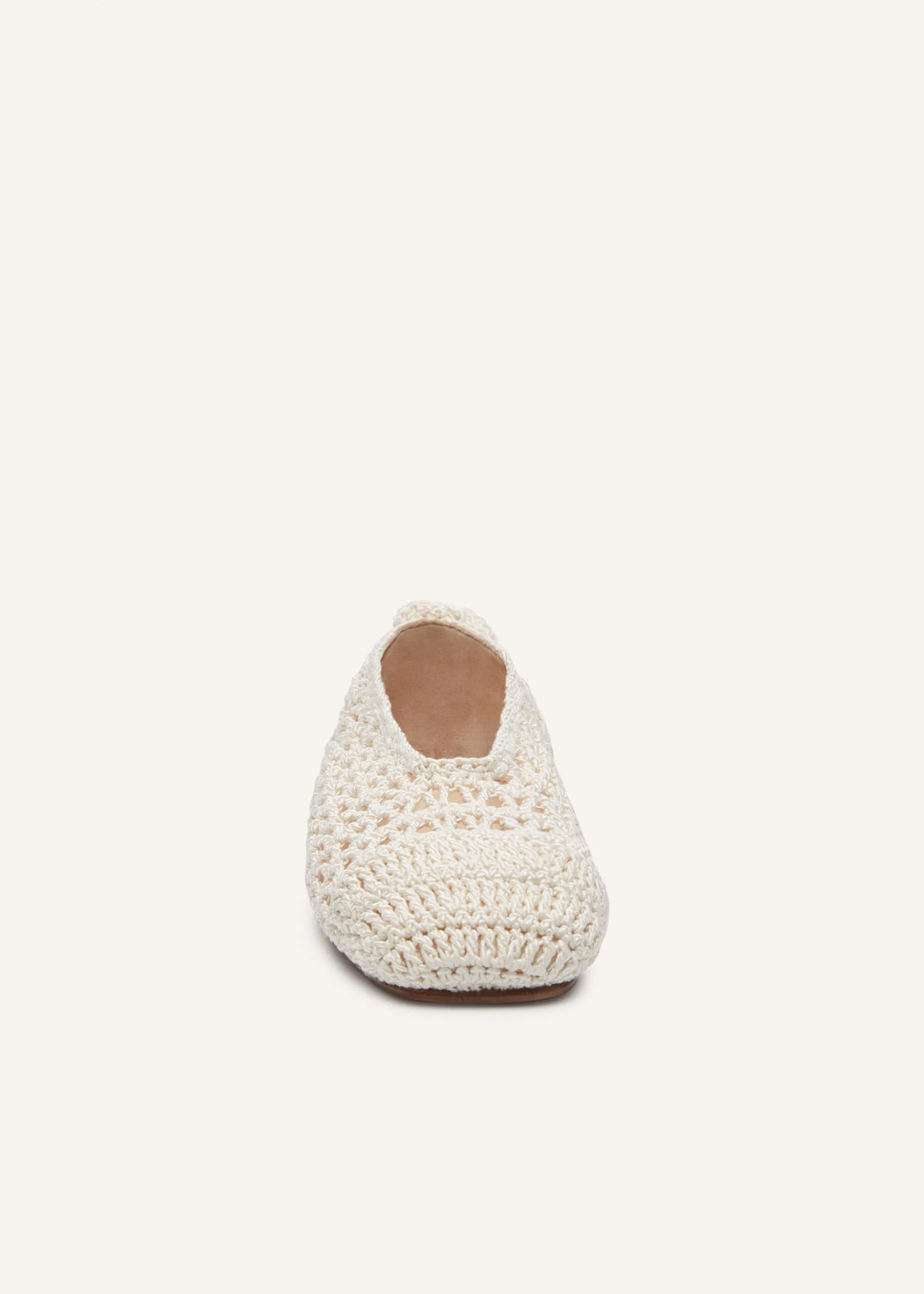 Crochet ballet flats in cream