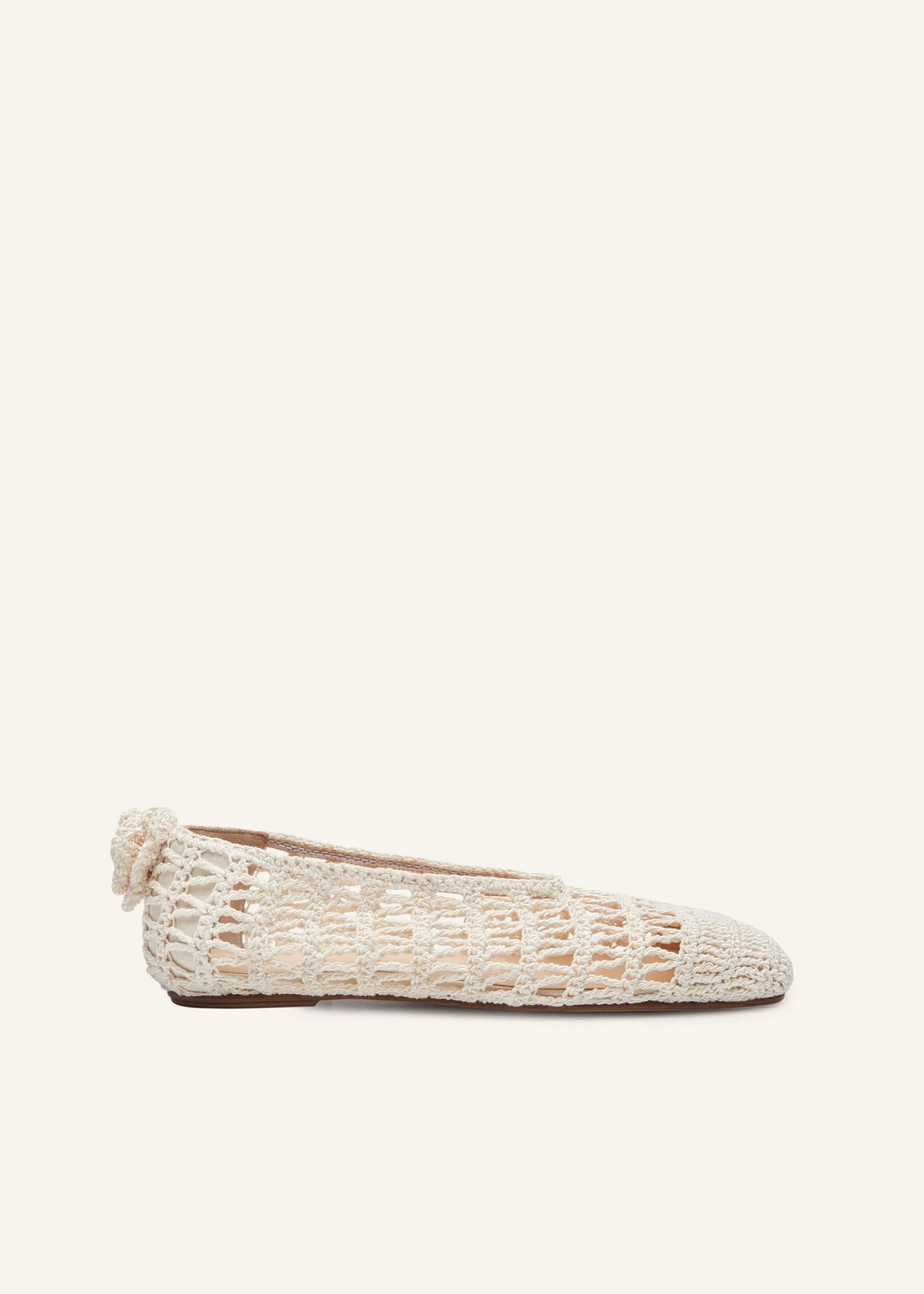 Crochet ballet flats in cream