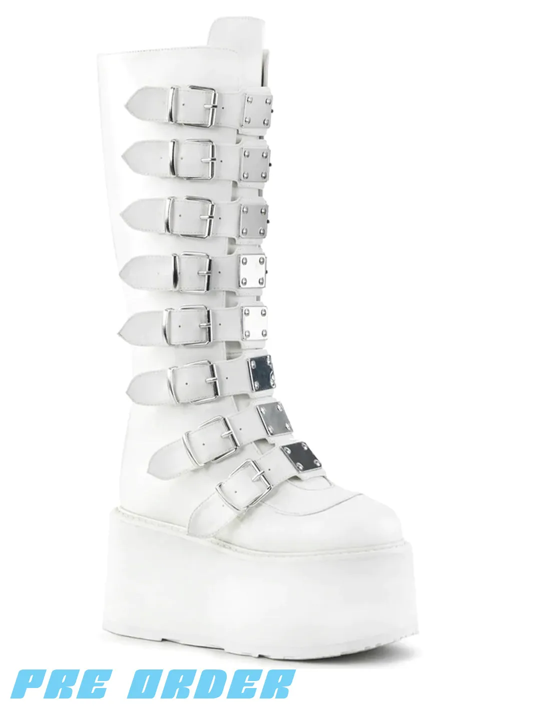 DEMONIA DAMNED-318 - WHITE VEGAN LEATHER ✰ PRE ORDER ✰