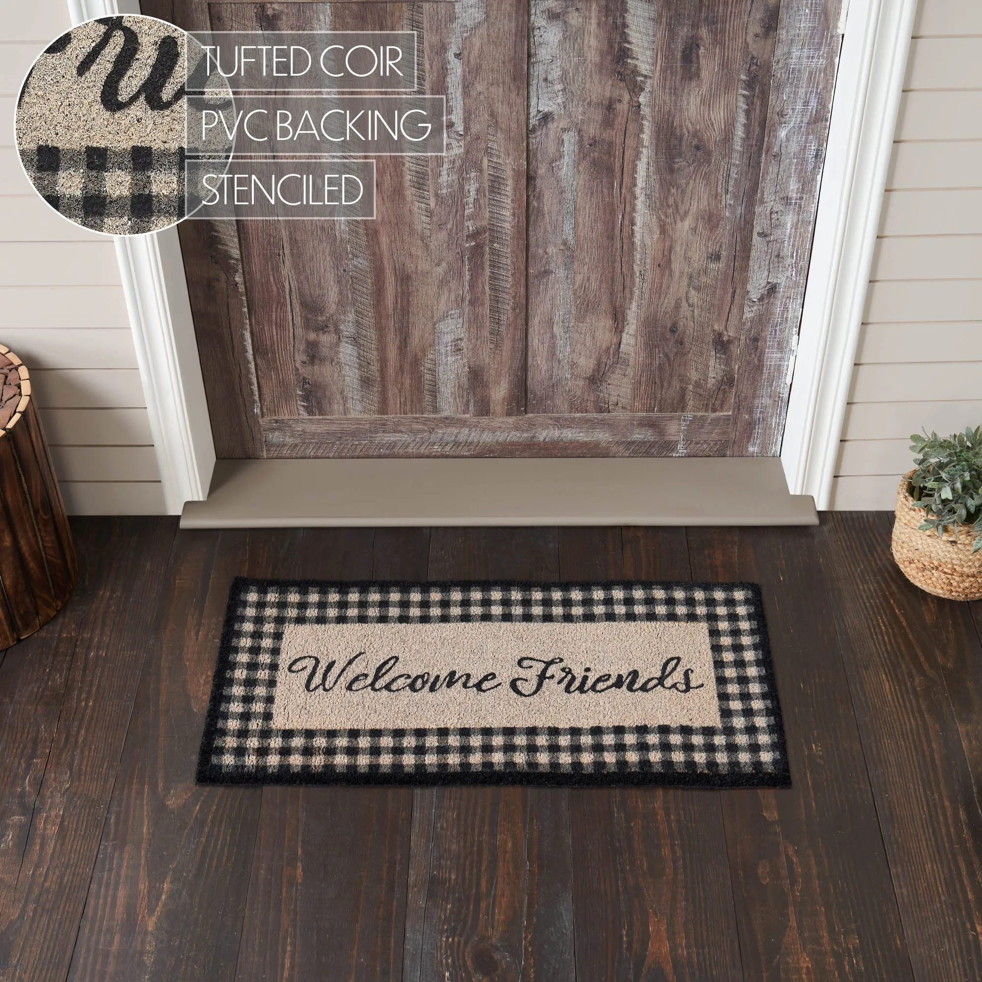 Finders Keepers Welcome Friends Coir Rug Rect 17x36