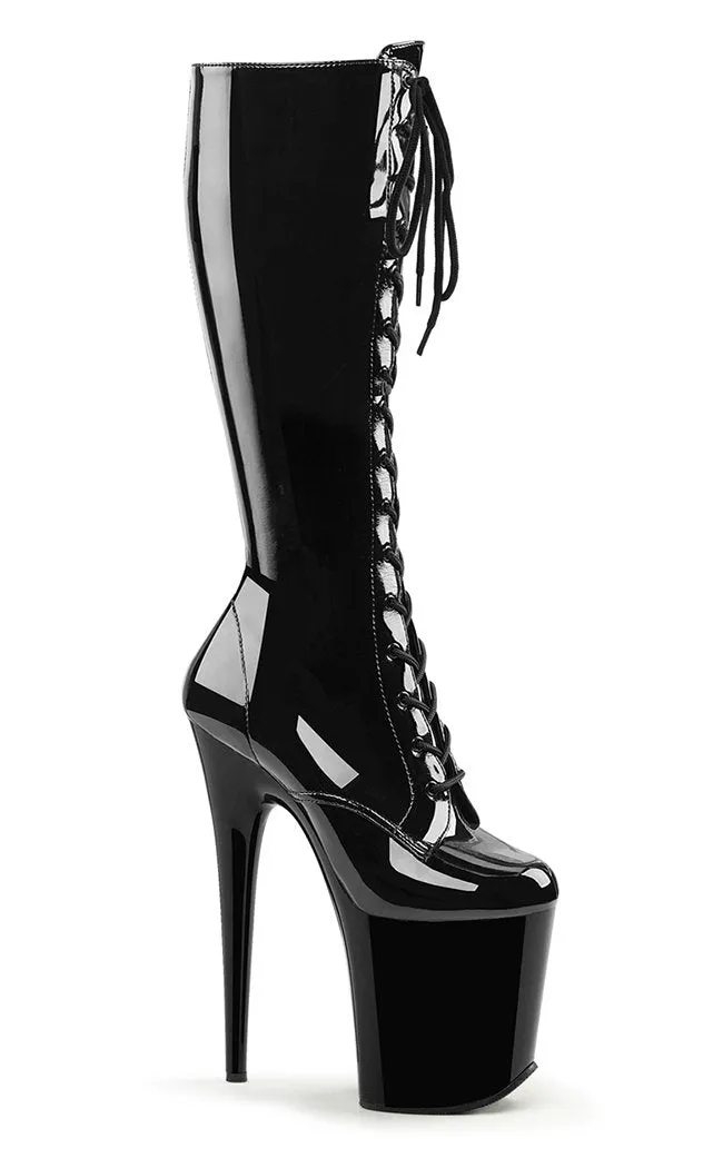 FLAMINGO-2023 Black Patent Knee High Boots