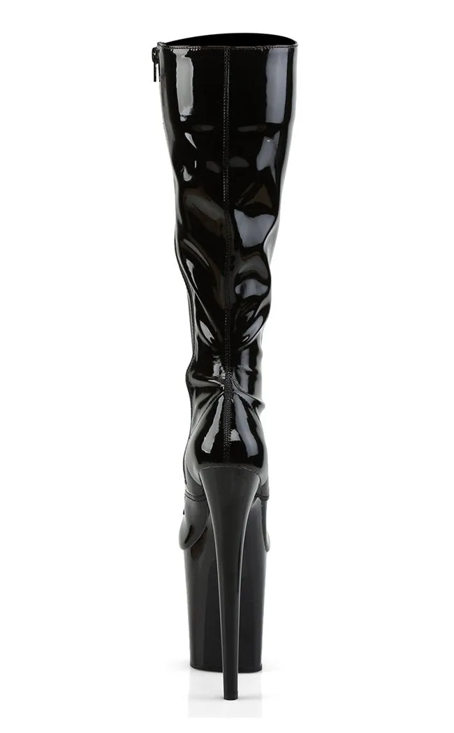 FLAMINGO-2023 Black Patent Knee High Boots