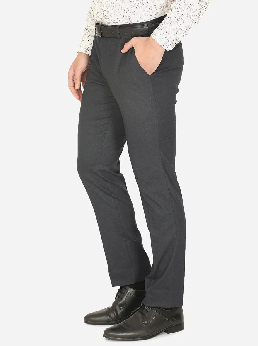 Greynis Black Solid Slim Fit Formal Trouser | Greenfibre