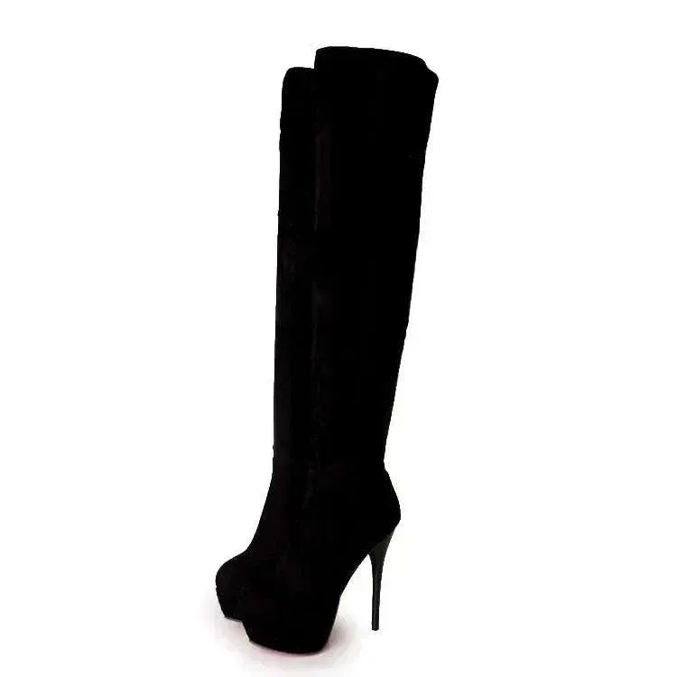 High Heel Boots: Women's Boots Fashion - Fine Heel Over-the-Knee boots