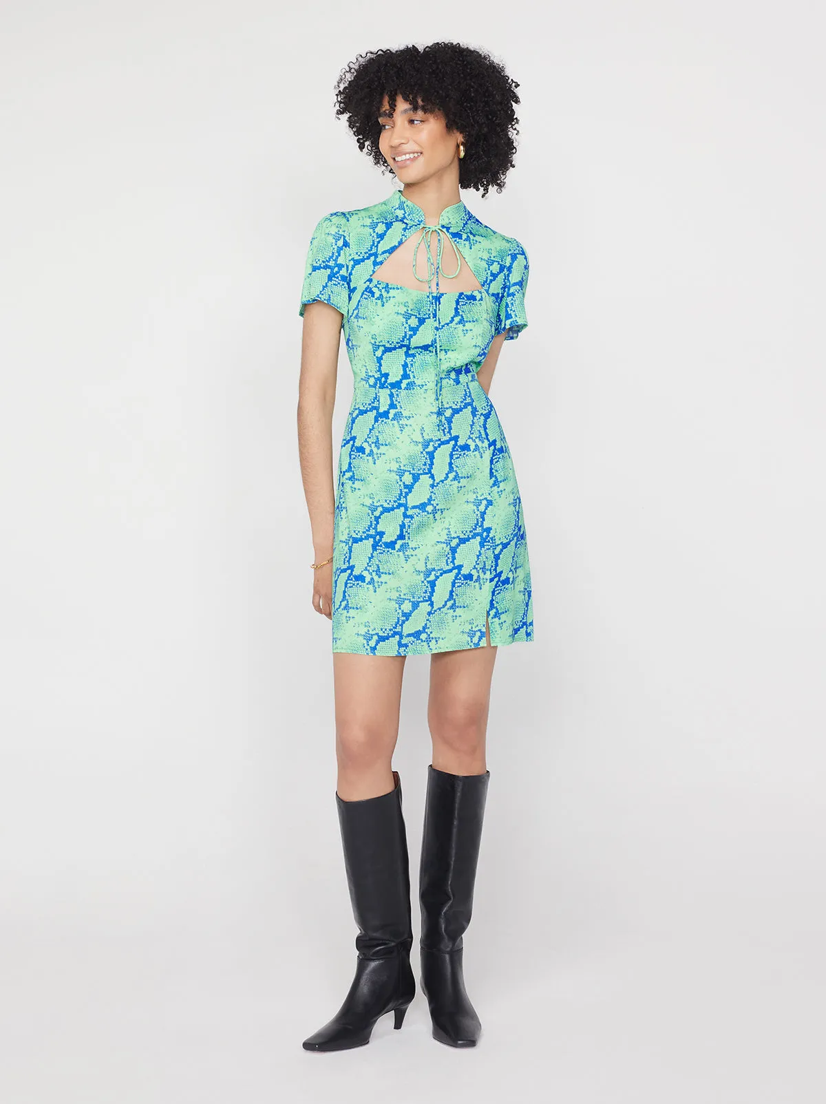 Imogen Blue Snake Print Mini Dress