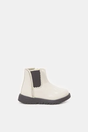 Infant Girls White Patent Ankle Boots