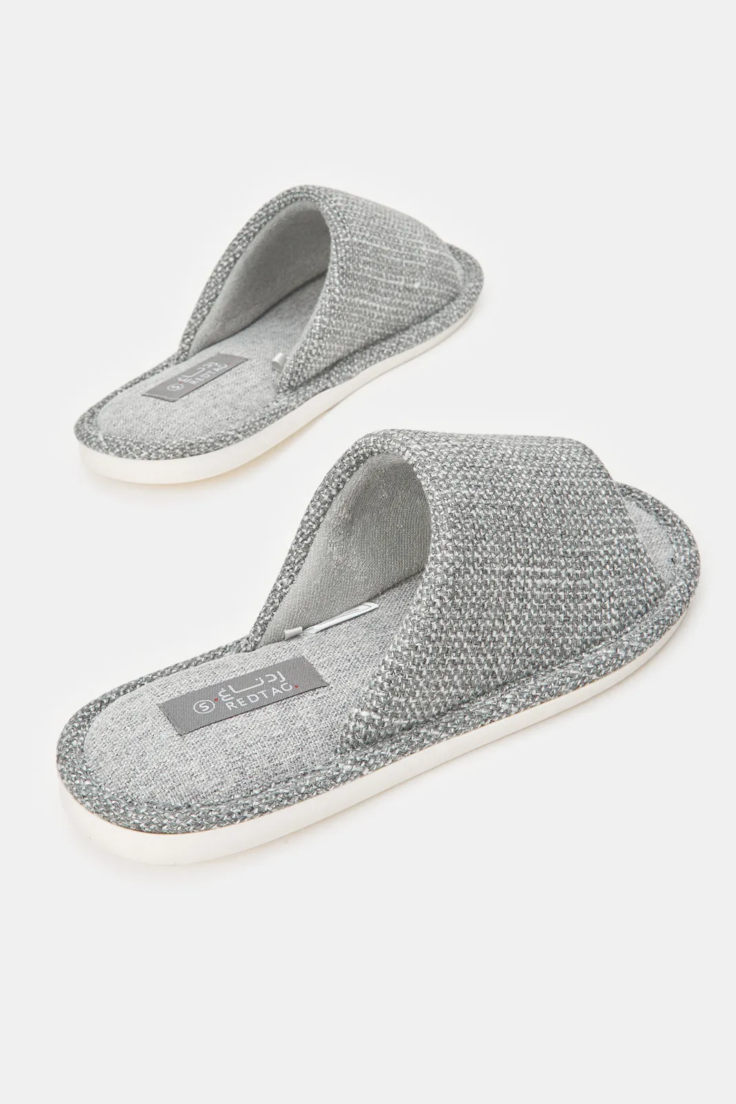 Men Grey Textured Slipper