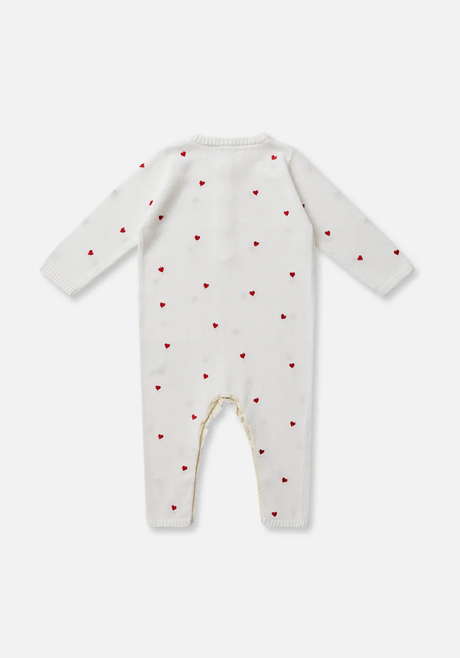 Miann & Co Baby - Long Sleeve Knitted Jumpsuit - Love Heart