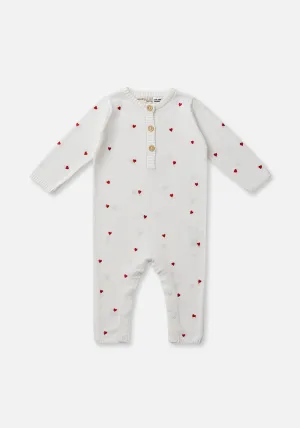 Miann & Co Baby - Long Sleeve Knitted Jumpsuit - Love Heart