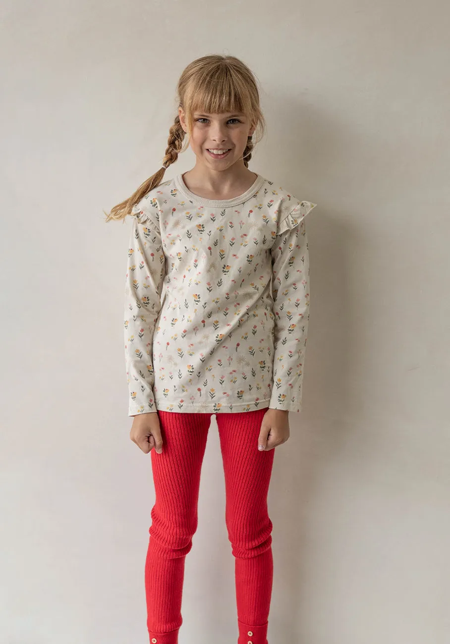 Miann & Co Kids - Frill Shoulder Long Sleeve Top - Garden Party