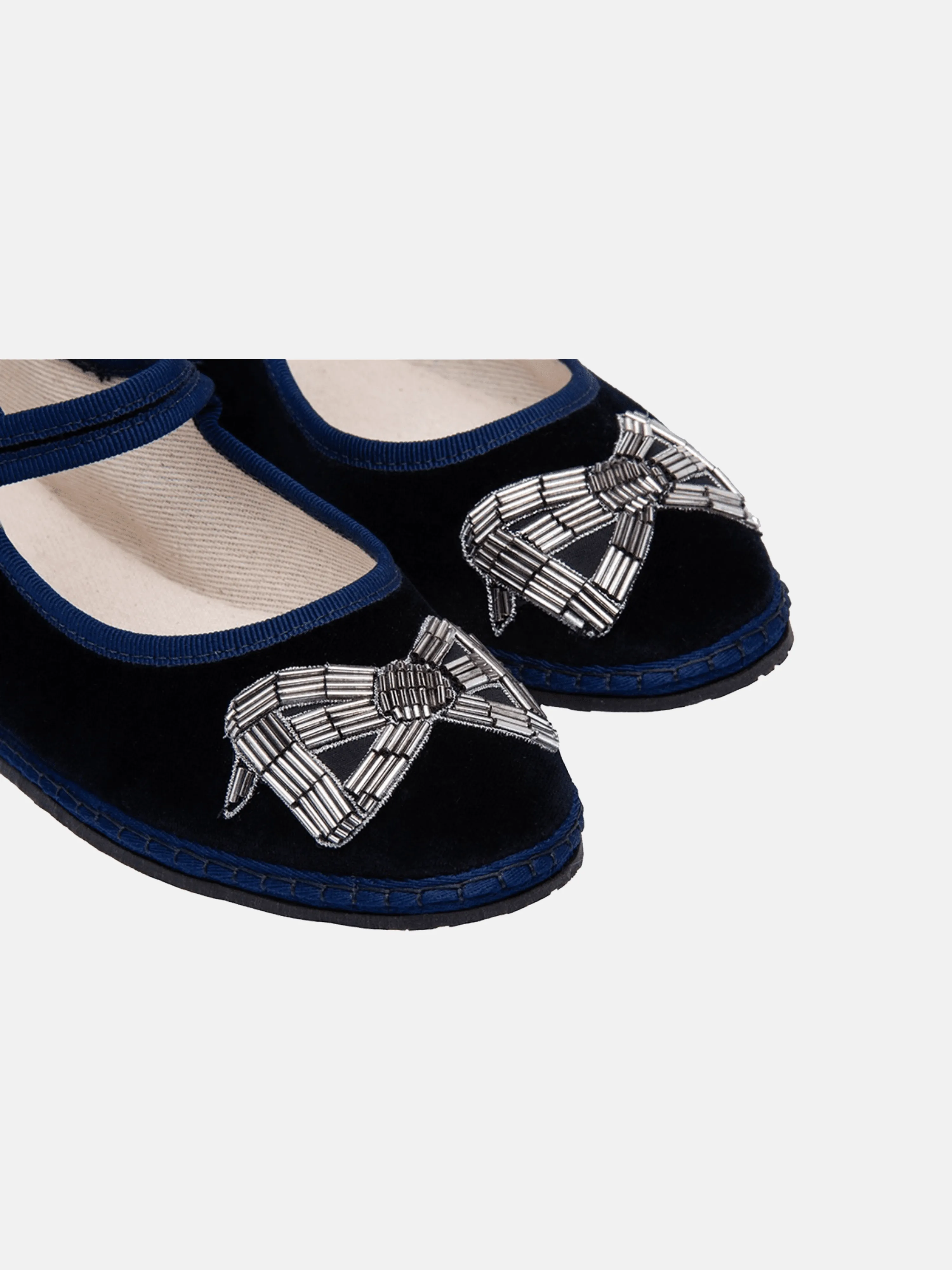 MJ Clementine Navy Bow Embroidery