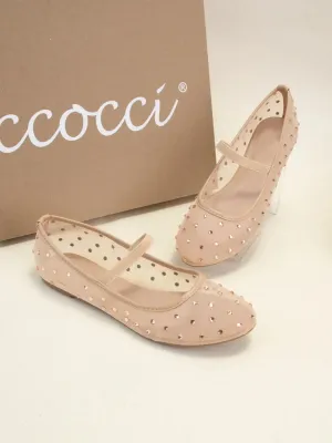 Nude Studded Ballet Flats