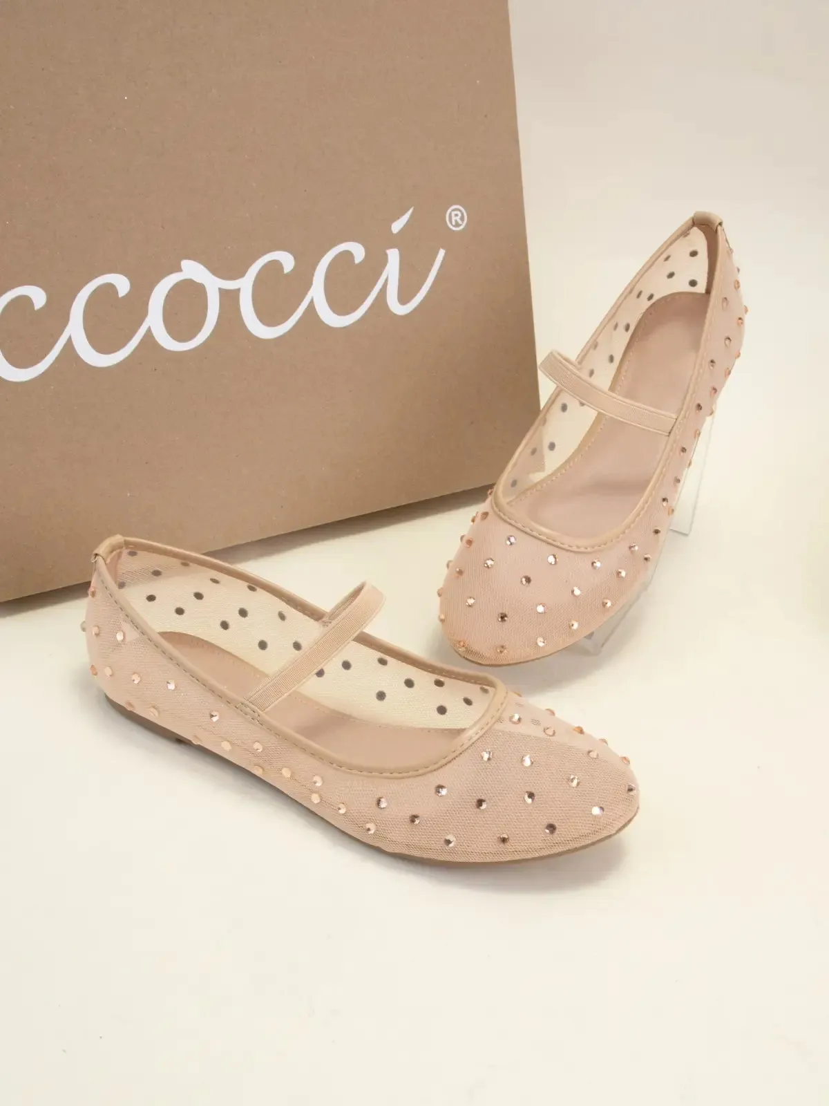 Nude Studded Ballet Flats