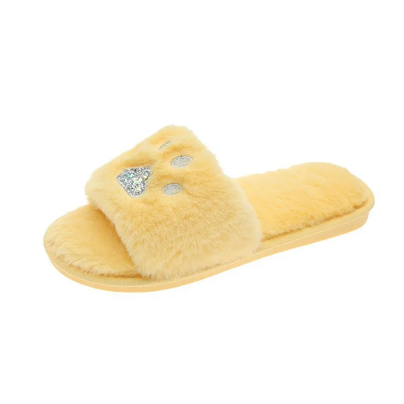 Plush Cat's Paw Slippers for Women