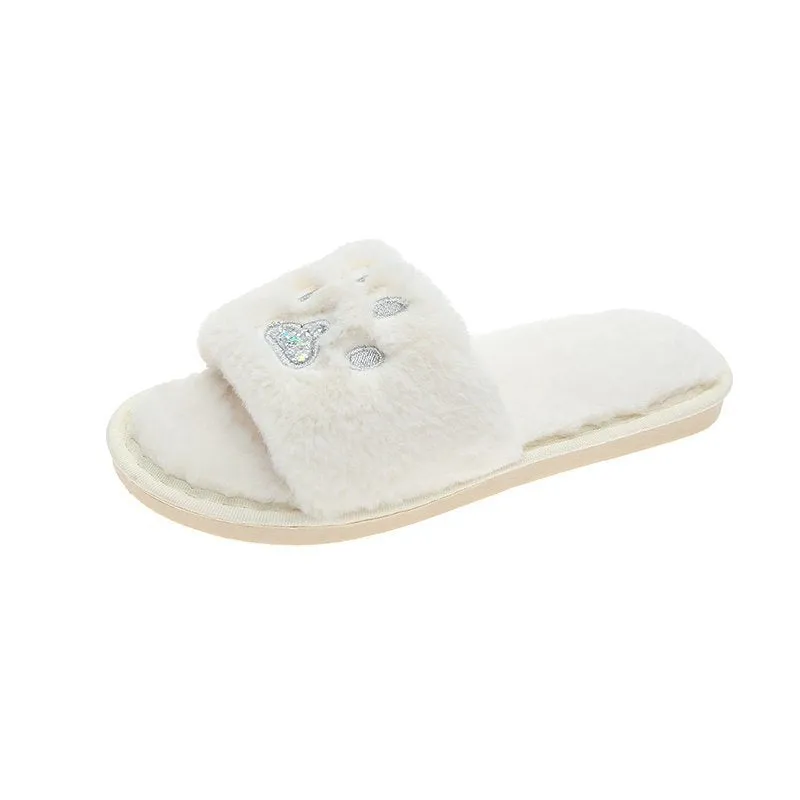 Plush Cat's Paw Slippers for Women