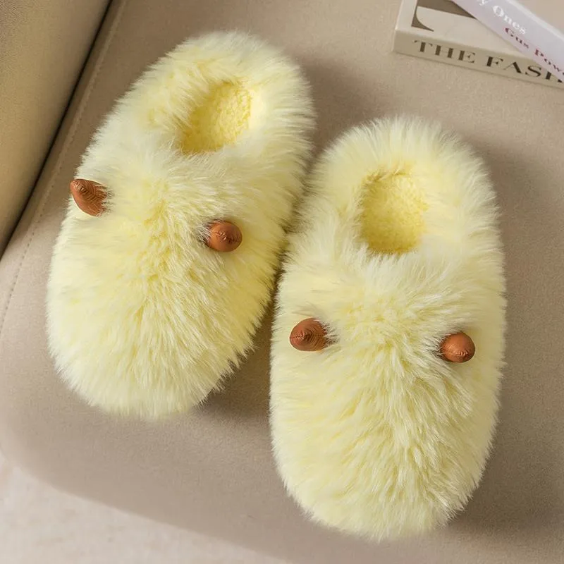 Plush Slippers with 3D Ears for Women