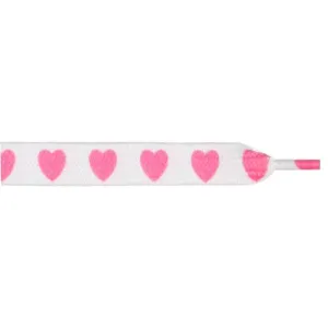 Printed 3/8" Flat Laces - Pink Heart (1 Pair Pack) Shoelaces