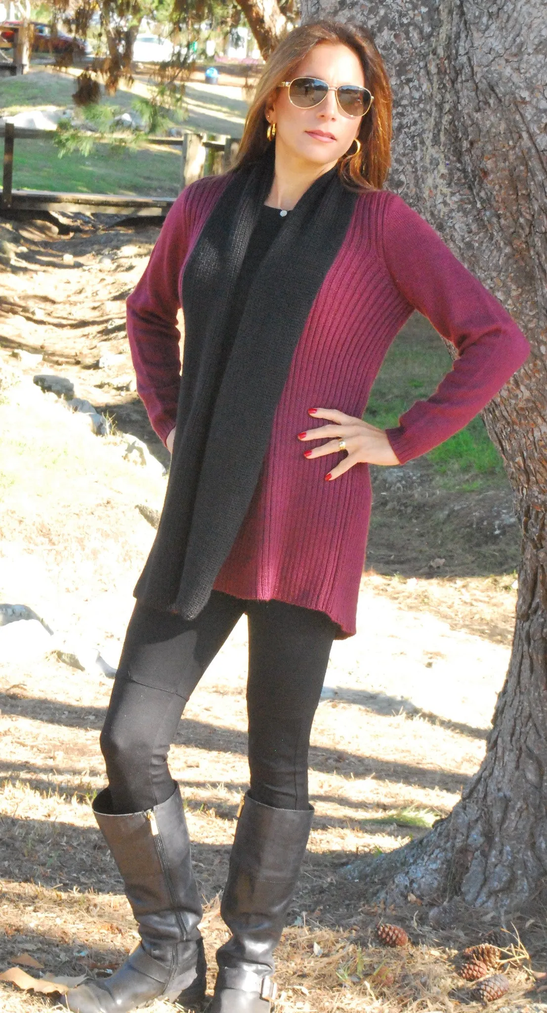 "Francesca" Collar Draping Sweater