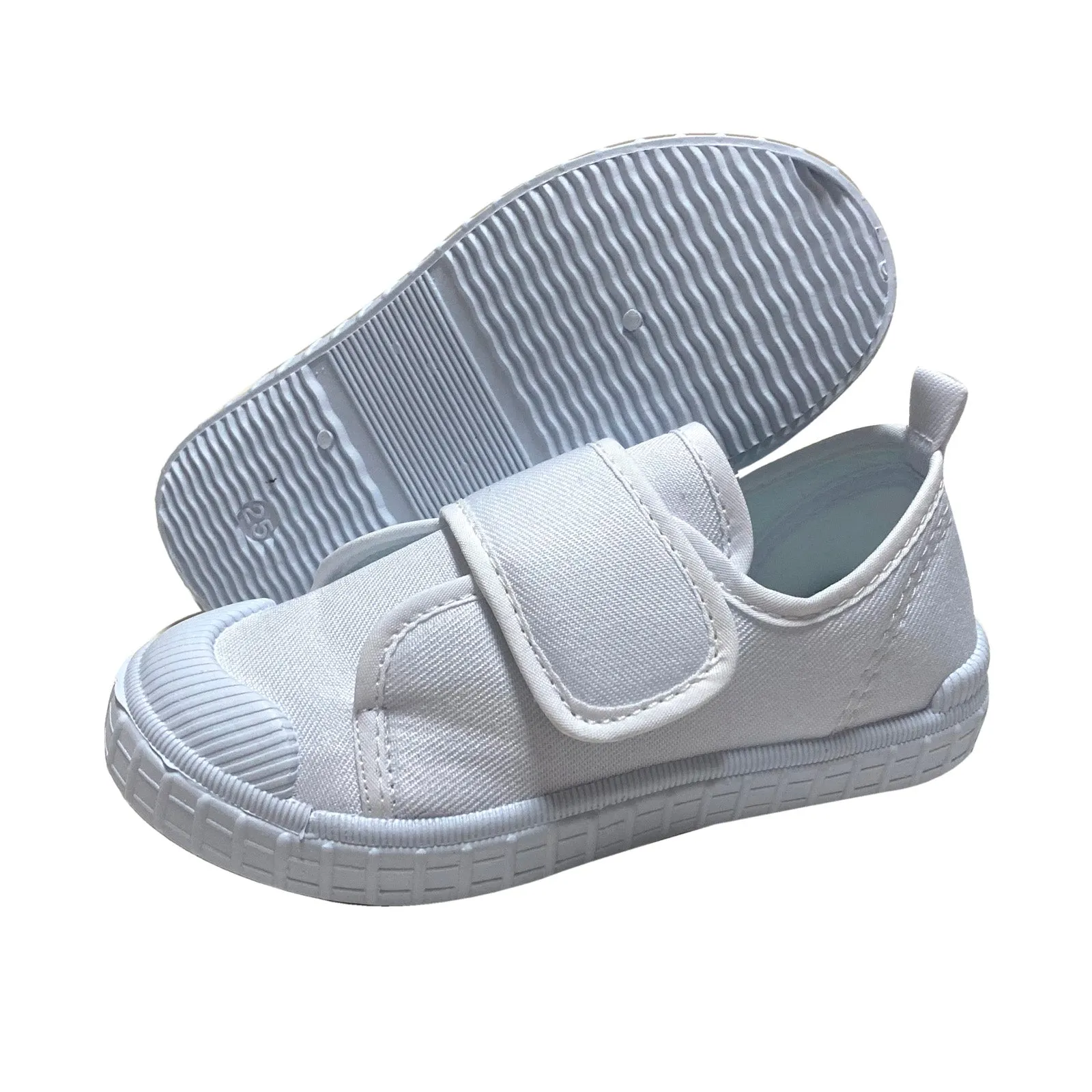 S185 Simple White School Shoes