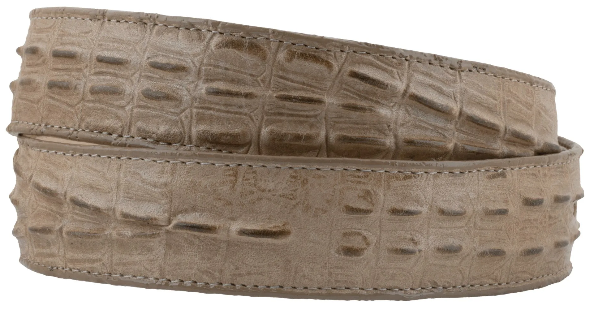 Sand Western Belt Crocodile Tail Print Leather - Silver Buckle