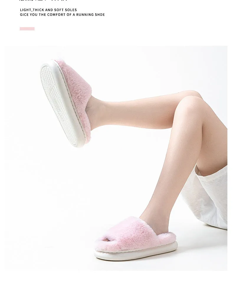 Solid colored plush slippers