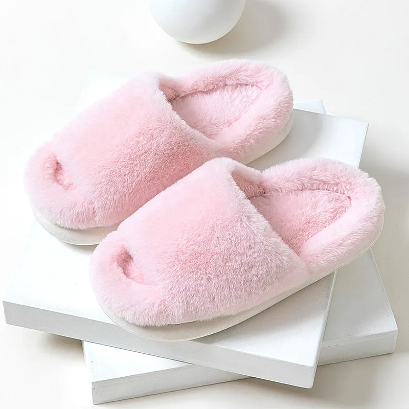 Solid colored plush slippers