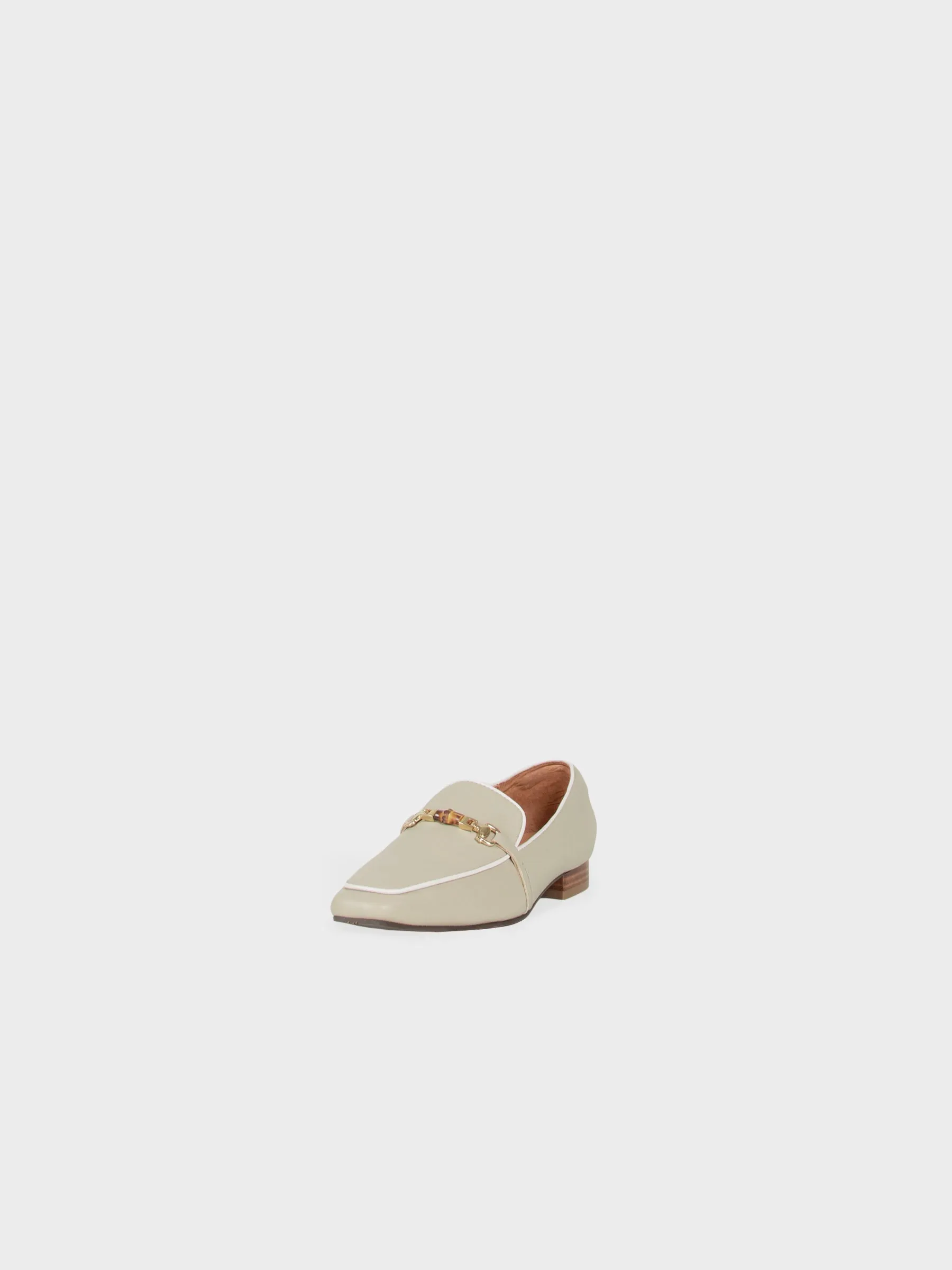 Square-toe Bamboo-Chain Loafers