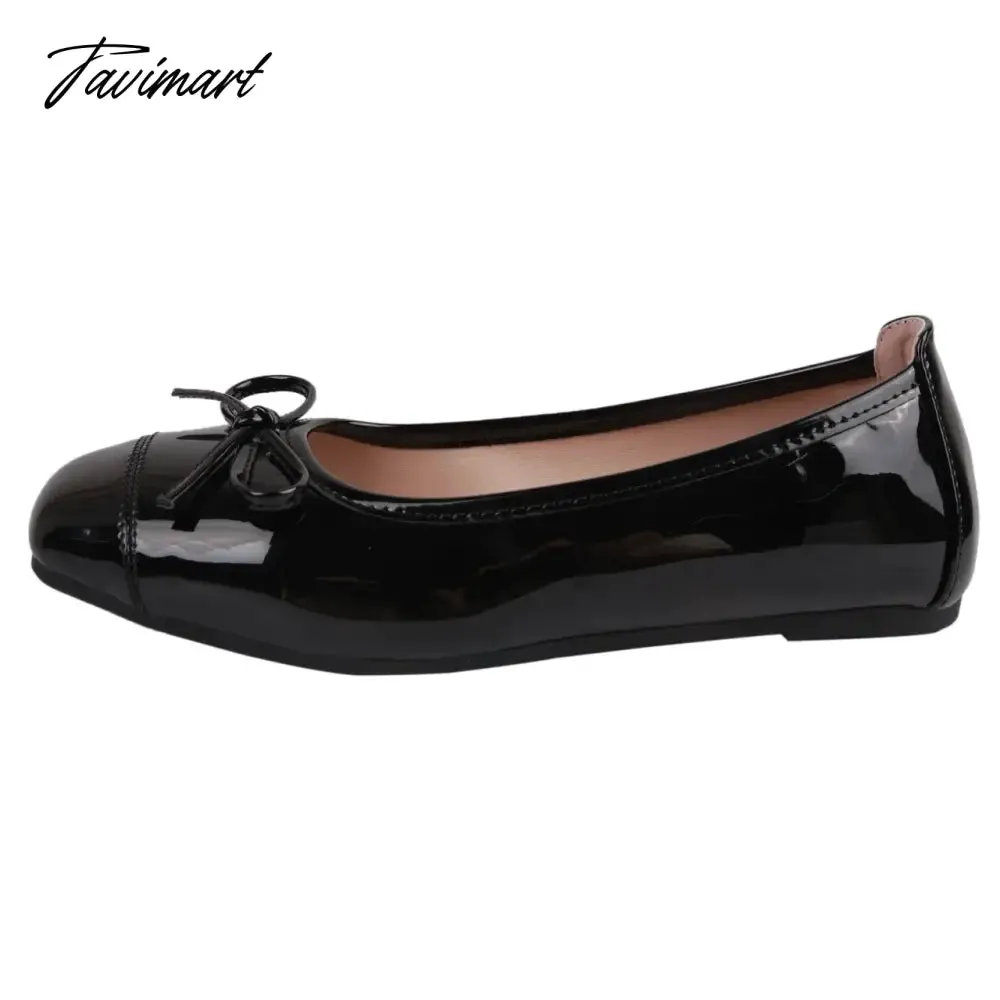 Tavimart New Black Ballet Flats Women's Spring Quilted PU Leather Slip-on Ballerina Luxury Fashion Round Toe Ladies Dress Shoes