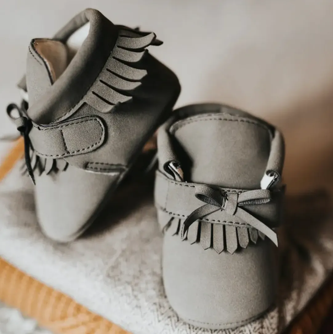 The Little Adventurer Collection Moccasins | Gray Color