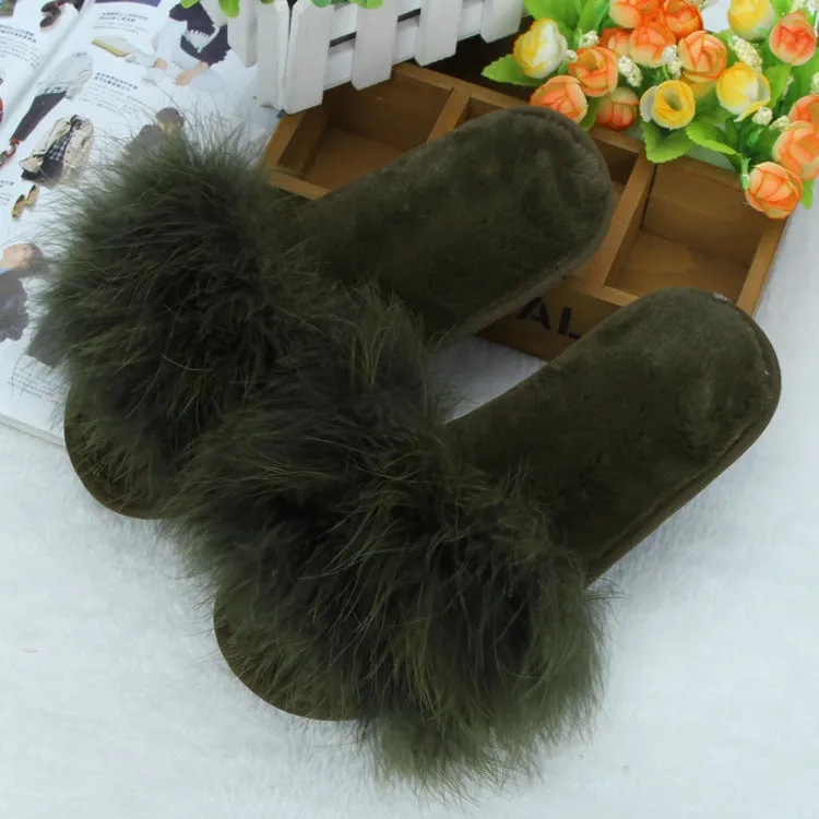 Thick Plush Faux-Fur Slippers for Women