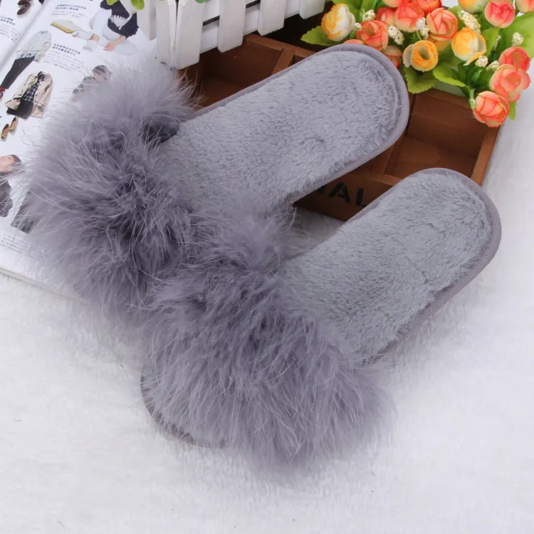 Thick Plush Faux-Fur Slippers for Women