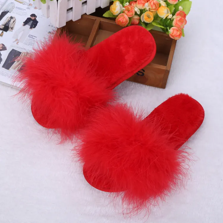 Thick Plush Faux-Fur Slippers for Women