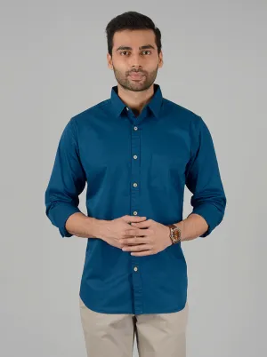 True Blue Solid Slim Fit Casual Shirt | JadeBlue