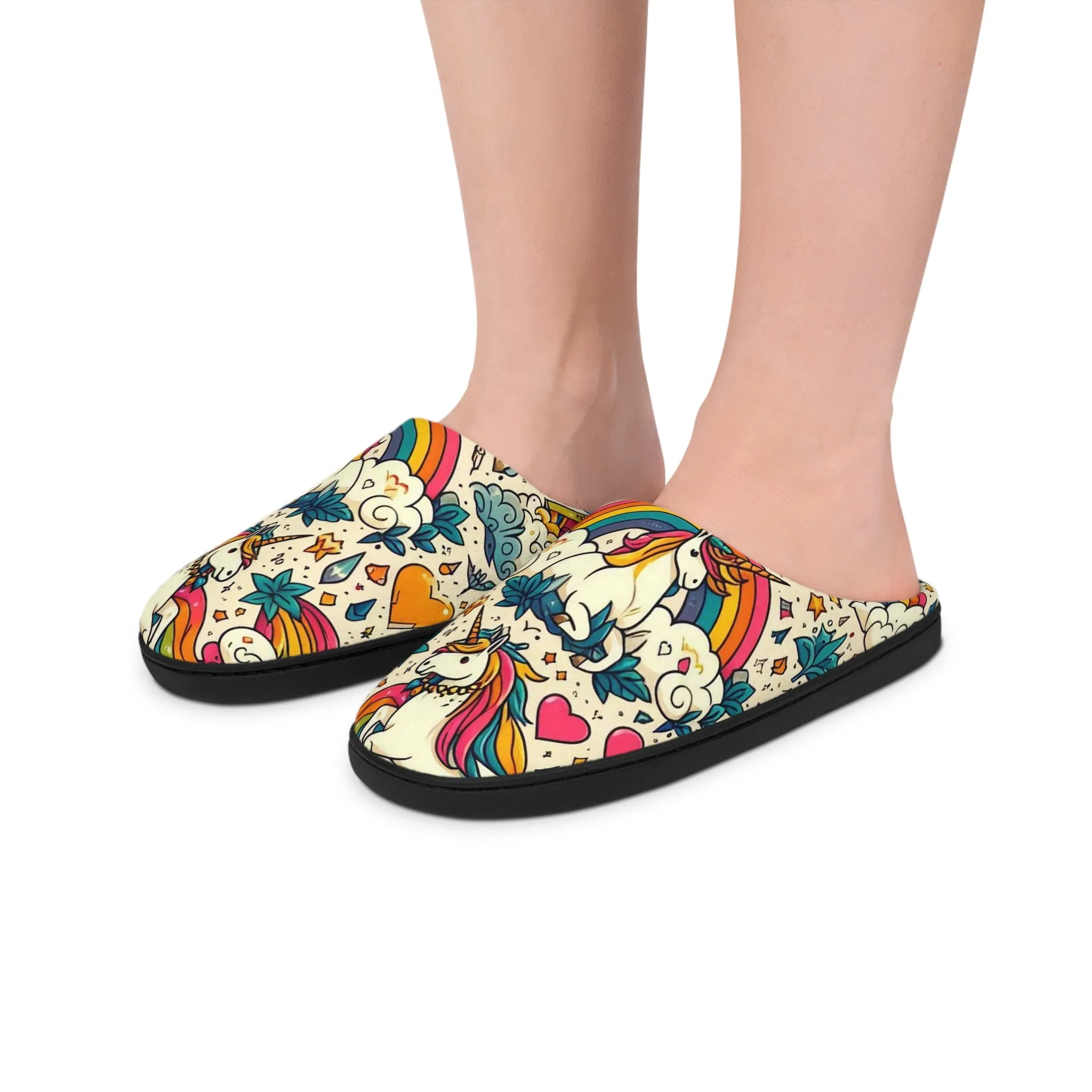 Unicorns and Rainbows - Women's Indoor Slippers