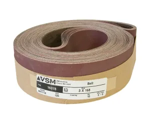 VSM Abrasive Sanding Belts 3" x 168" 120 Grit A/O - SOLD IN NEST OF 10 BELTS