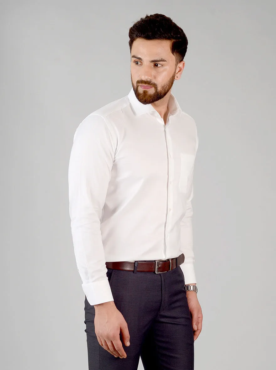 White Solid Slim Fit Evening Wear Shirt | Metal