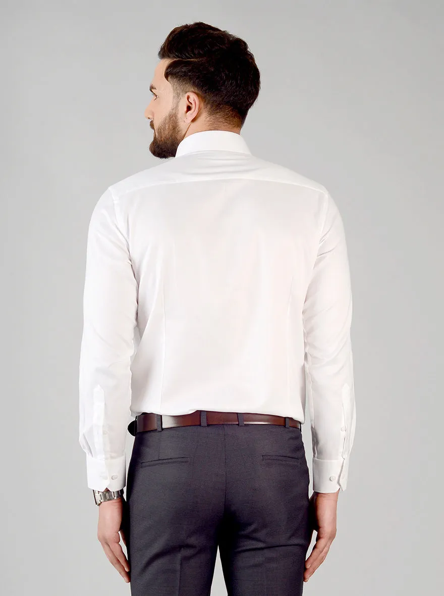 White Solid Slim Fit Evening Wear Shirt | Metal