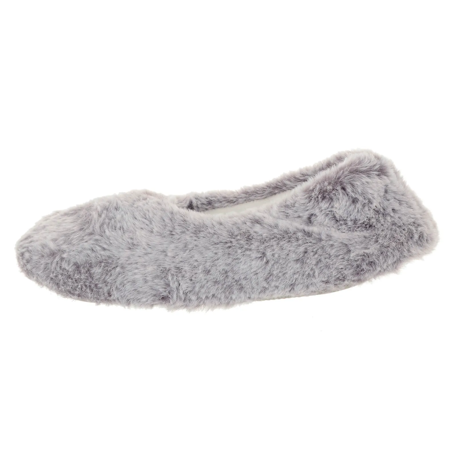 Womens Ballet Slippers Slippers Grey Faux Fur Non Slip - Natalia