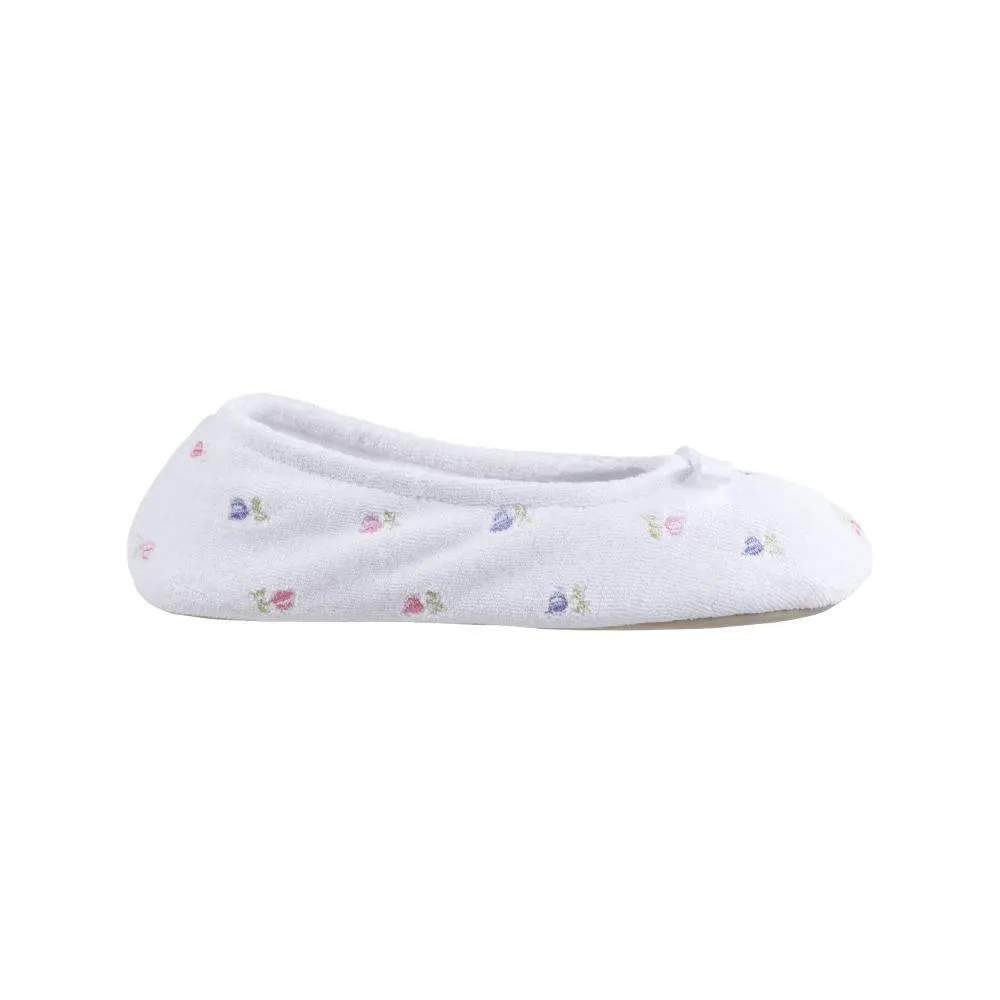 Women’s Signature Embroidered Floral Terry Ballerina Slippers